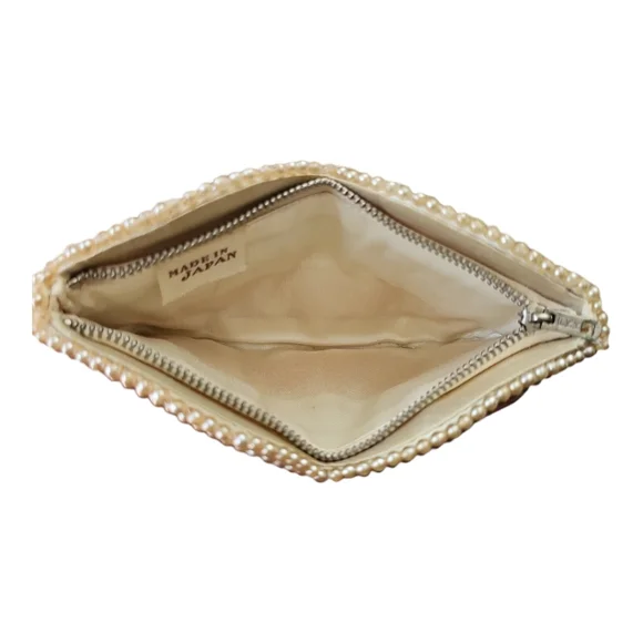 Vintage 1940s Japanese Ivory Pearl Hand Beaded Coin Purse - Picture 10 of 11